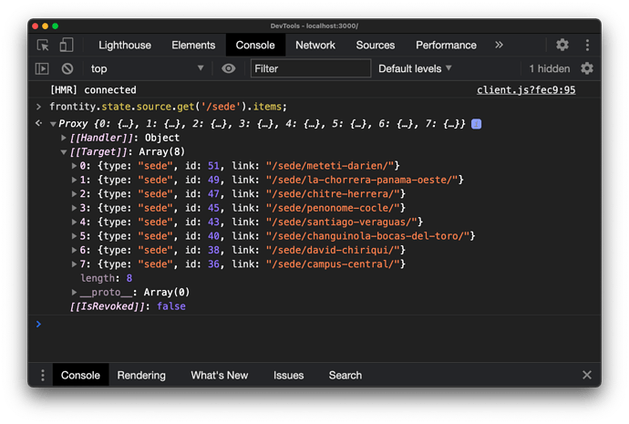 screenshot of devtools